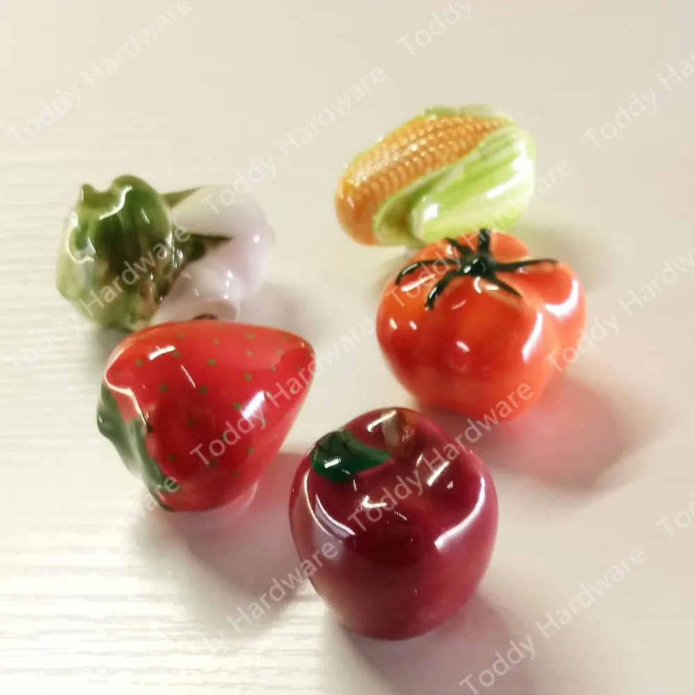 Single Hole Creative Ceramic Furniture Handle Vegetable Shape Door
