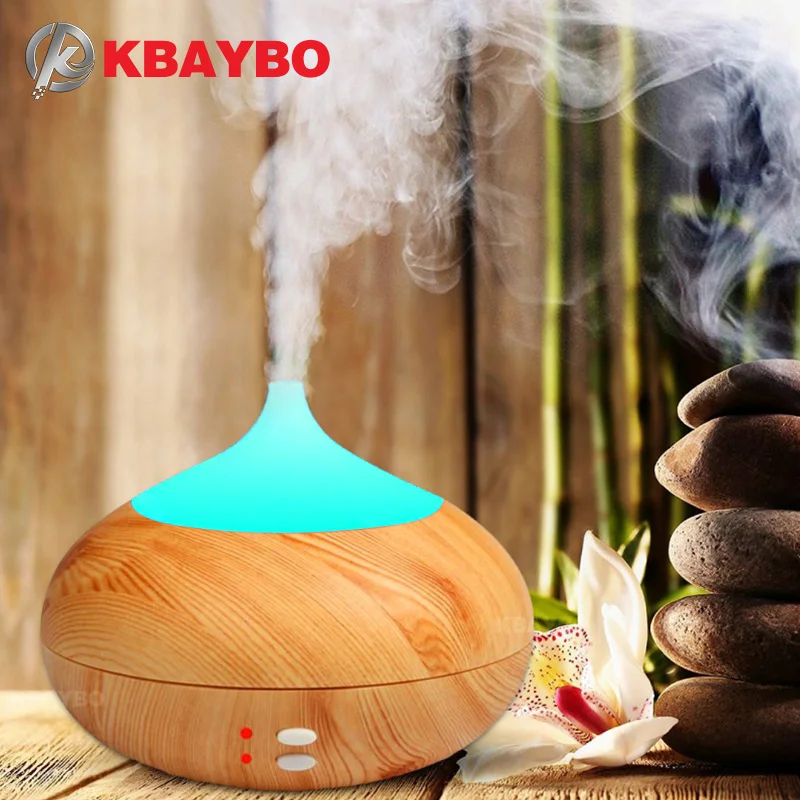 

KBAYBO 300ml Aromatherapy Essential Oil Diffuser Ultrasonic cool mist Air Humidifier purifier Wood Grain LED Lights for Home
