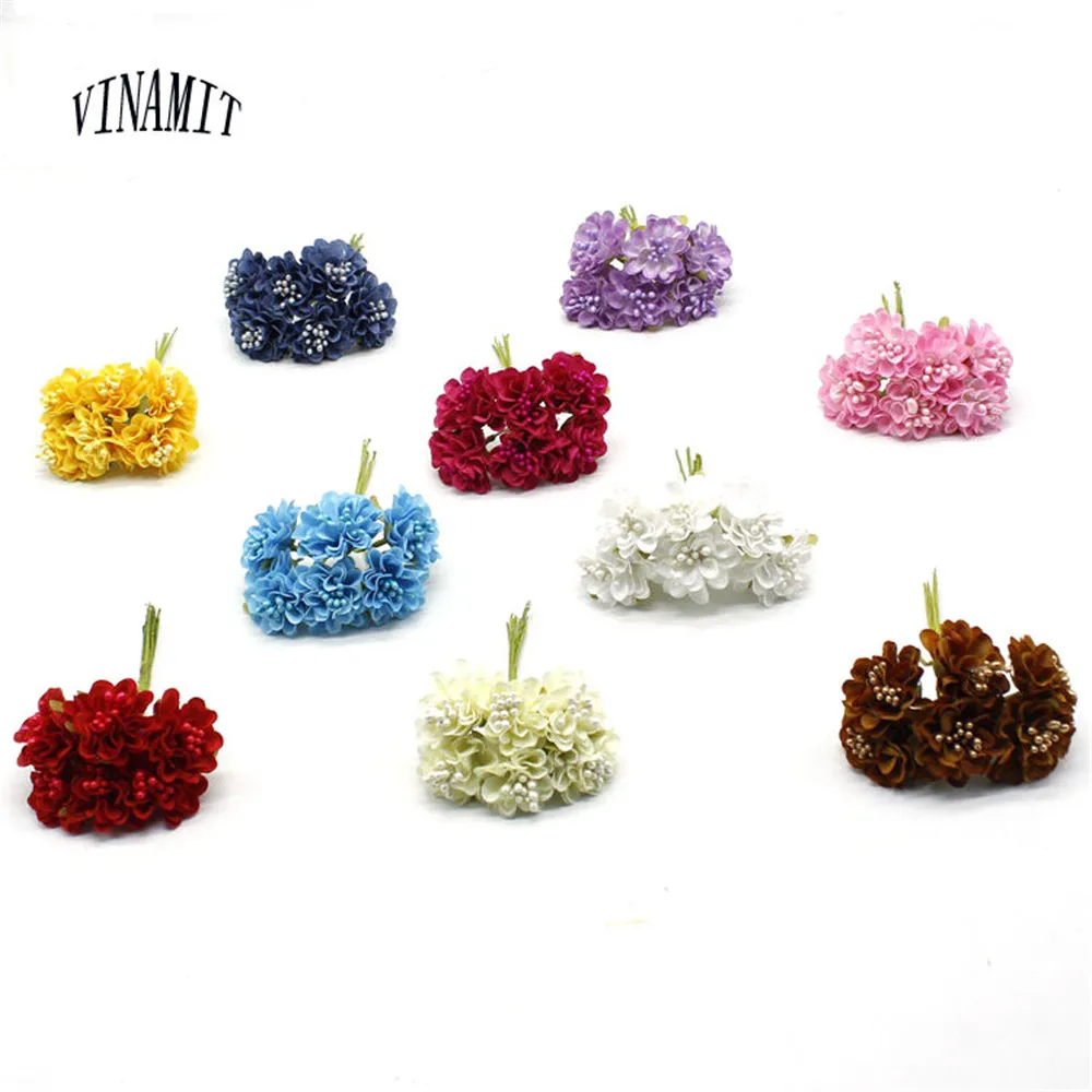 VINAMIT 6 pcs / lot New Mini Silk Daisy Artificial Flower Bouquet DIY
