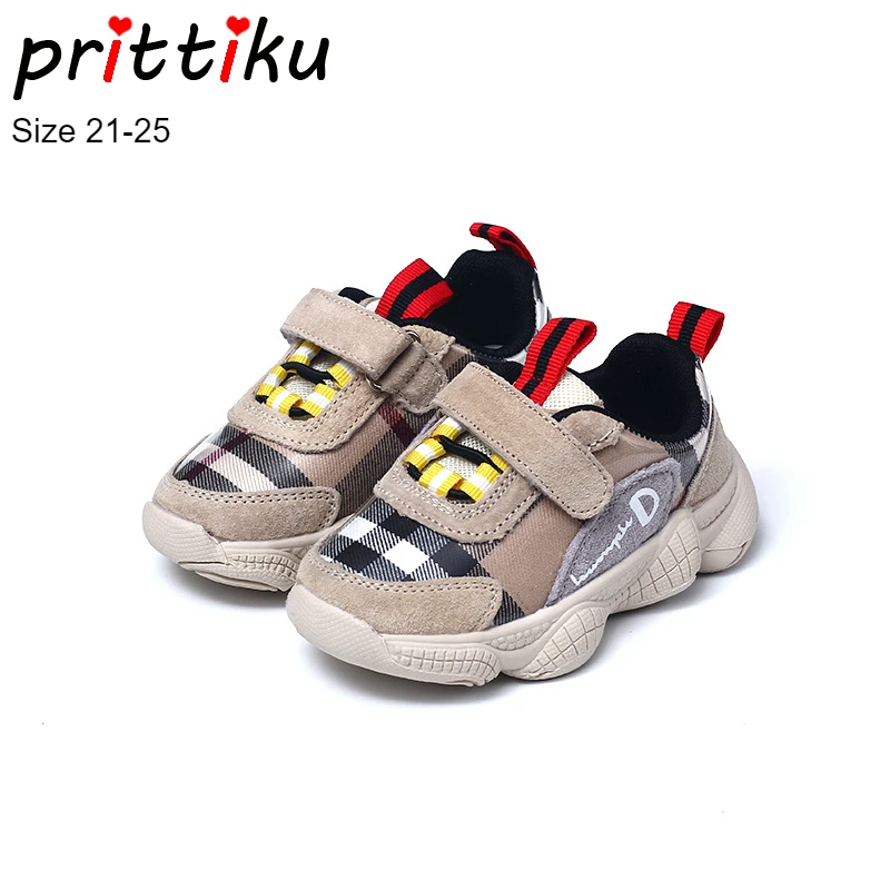 

Autumn 2018 Boys Girls Hot Fashion Plaid Sneakers Baby/Toddler Kids Walking Sport Trainers Children Genuine Leather Casual Shoes