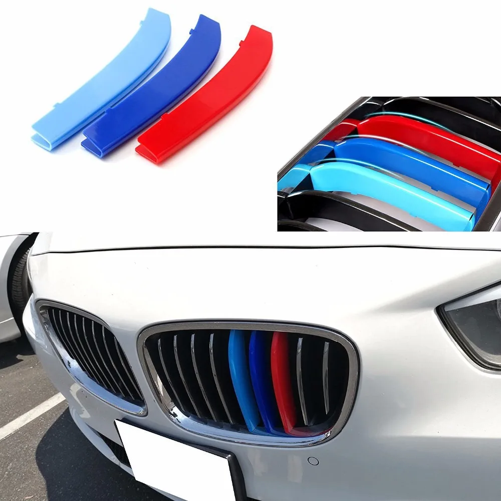 

3 PCS M-Colored Grille Insert Trims Grill Buckle For BMW 5GT 2013-2016 9-Beams Center Hood Kidney Grilles