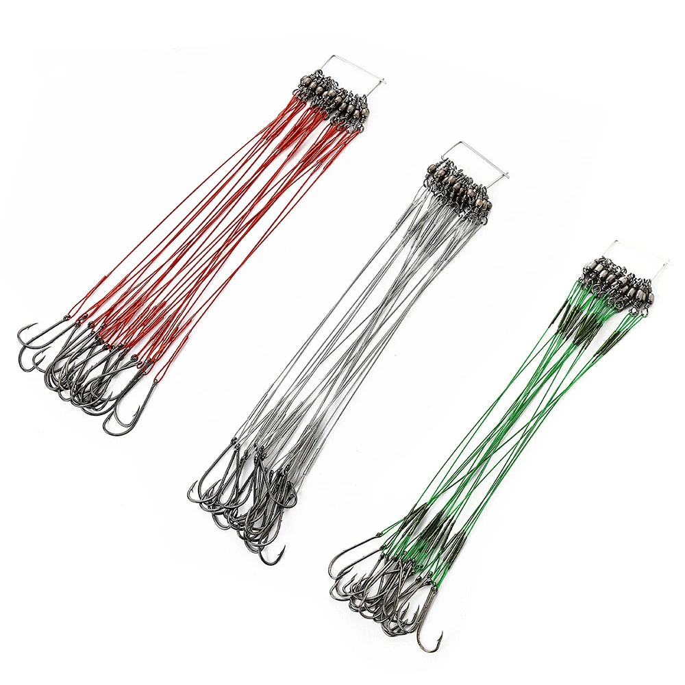 20pcs 12-25cm Anti Bite Steel Wire Leader Leashes For Fishing 20-80LB ...