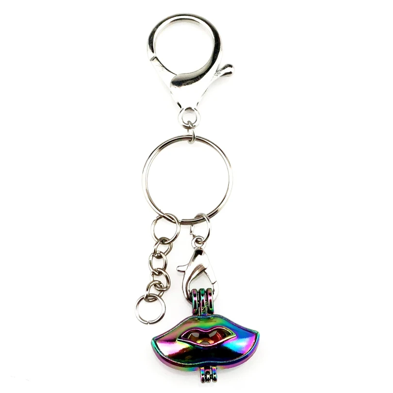 

Key Chains Keychain Silver Plated Key Ring Clasp With Lip Beads Cage Locket Y592 Fun Gift