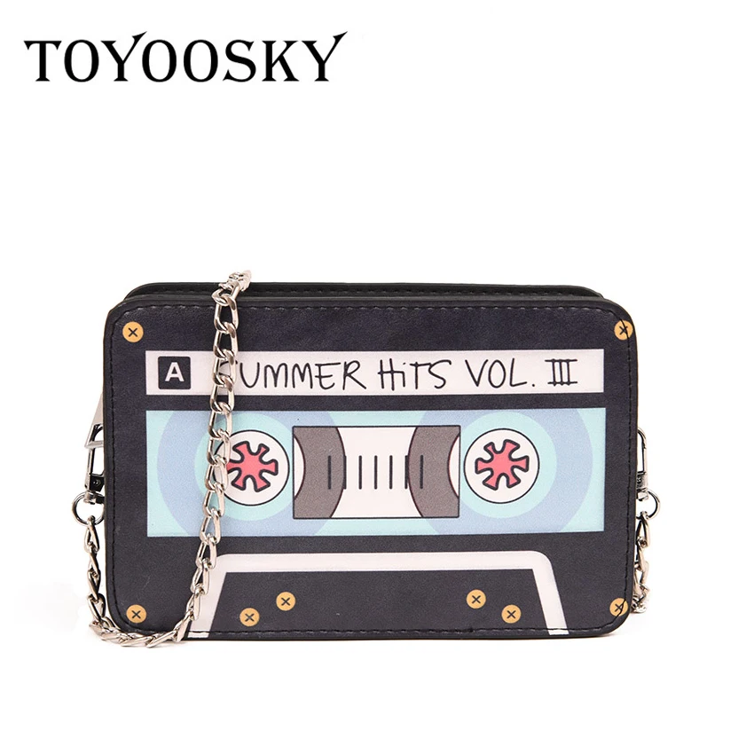 

TOYOOSKY Cartoon Tape Shape Messengers Women's Pu Leather Bags for Girls Mini Flap Female Clutches Bags Chain Party Bag Pouch