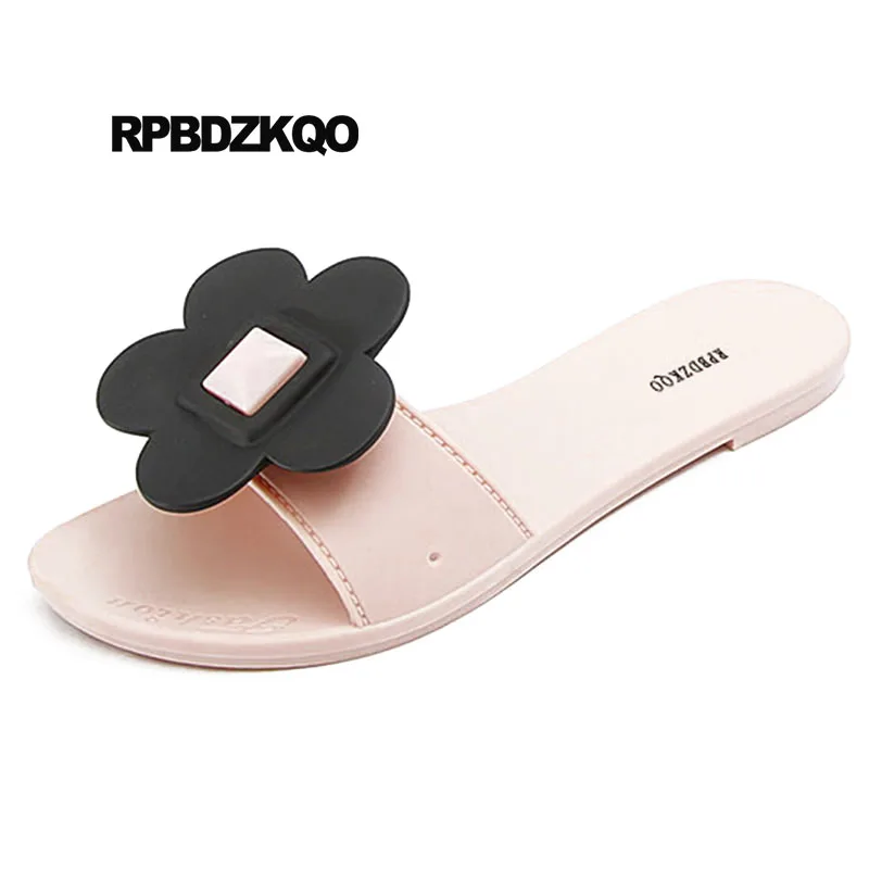 Flor Mujeres Linda Black Grande Talle Casual Flower Kawaii 2018 Suave Zapatos Plano El Las Flower Flower Plastico Ponerse Punta Gelatina Abierta Verano red Sandalias Plana Diapositivas De pink Diseñador P8YA8qE