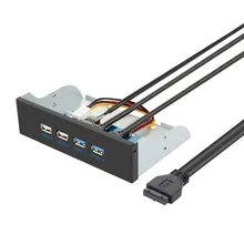5,25 дюймовые передние Панель USB Hub 2 Порты USB 3,0 и 2 Порты USB 2,0 с 20-контактный разъем 9-контактный разъем 5,2" флоппи-адаптер для ПК чехол