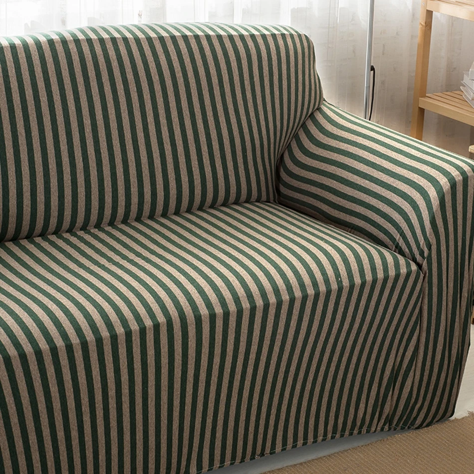 Green stripes universal elastic sofa covers,multi size corner sofa