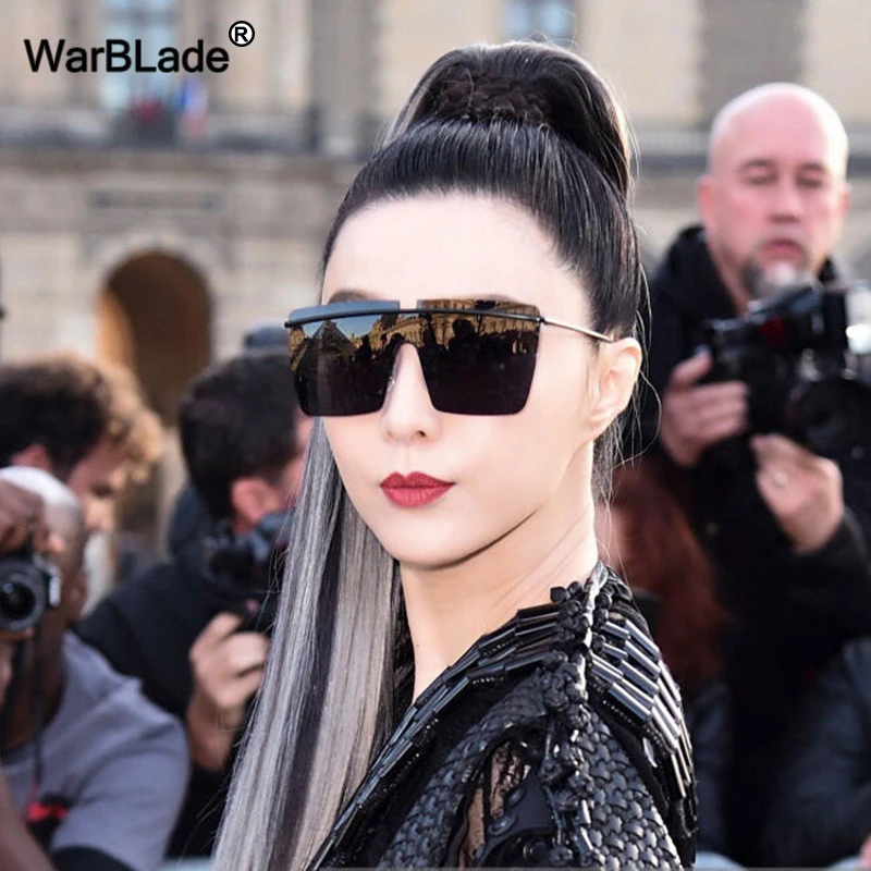 

WarBLade Fashion Oversized Sunglasses Women Square Style Exaggerated Brand Designer Rimless Sun Glasses Female Eyewear Goggles