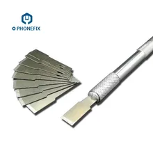 PHONEFIX резиновая Лопата клеевой Нож плоский металлический набор лезвий Набор ножей УФ Клеевой нож, съемник для ремонта экрана мобильного телефона набор инструментов