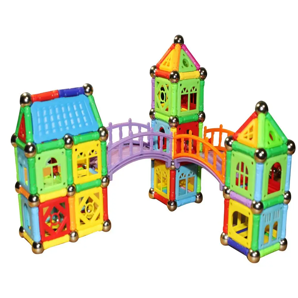 

1176-130PCS Magnetic Building Blocks Sticks Juguetes Magnet Rods Designer Construction Toy Early Education DIY Castle Kids Toys