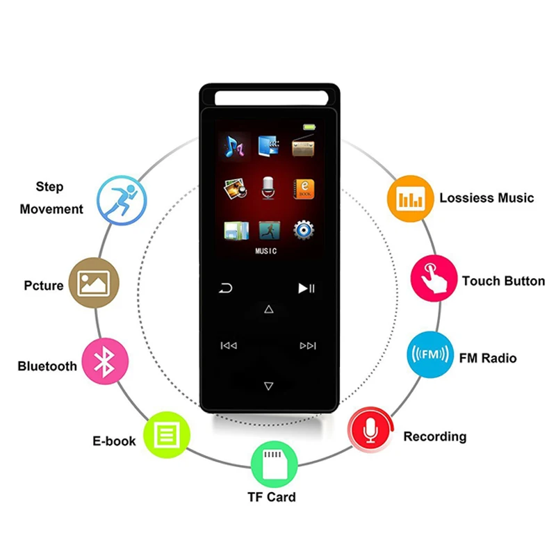 Металлический Bluetooth MP3 плеер 16G сенсорный 1 8 дюймов экран FM Радио Видео