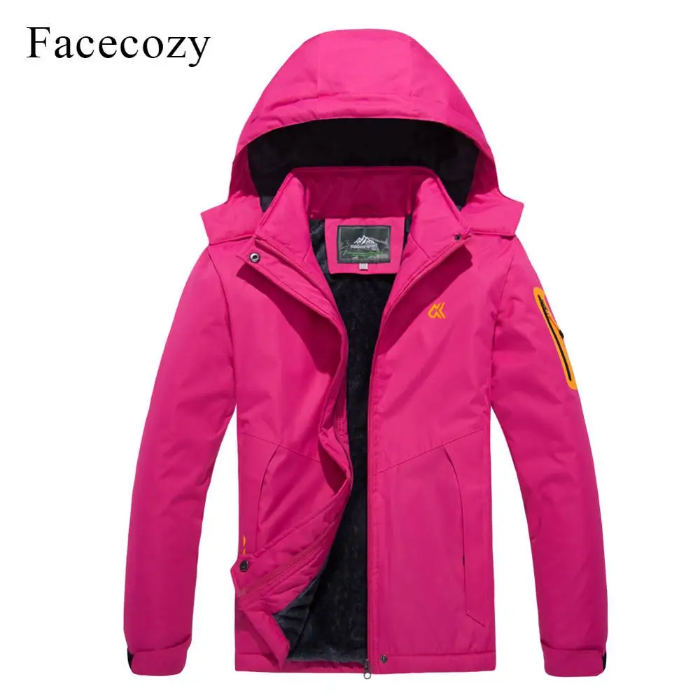 Мужская и женская зимняя утепленная Водонепроницаемая флисовая куртка для походов, теплая флисовая ветрозащитная куртка для сноубординга, кемпинга, катания на лыжах - Цвет: Women Rose Red Coat