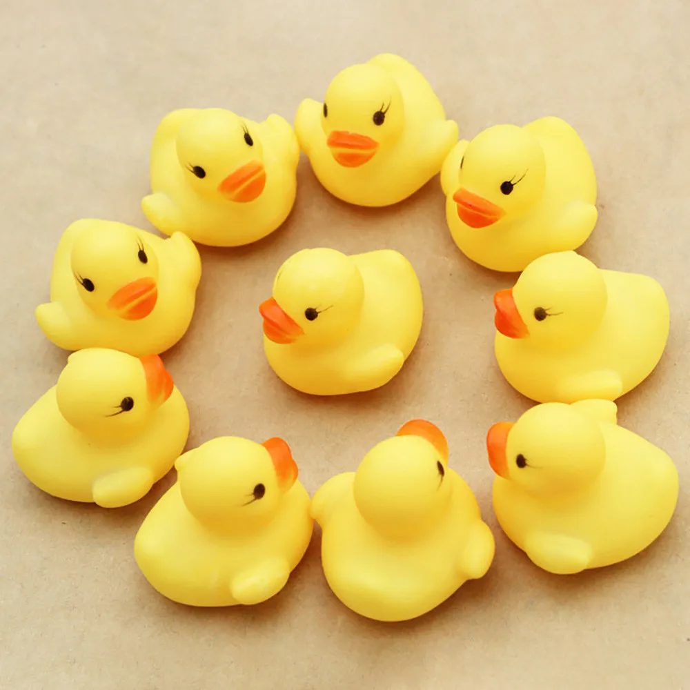 

10PCS/Bag Bath Toy Animals Swimming Water Toys Mini Colorful Soft Floating Rubber Duck Squeeze Sound Funny Gift For Baby Kids