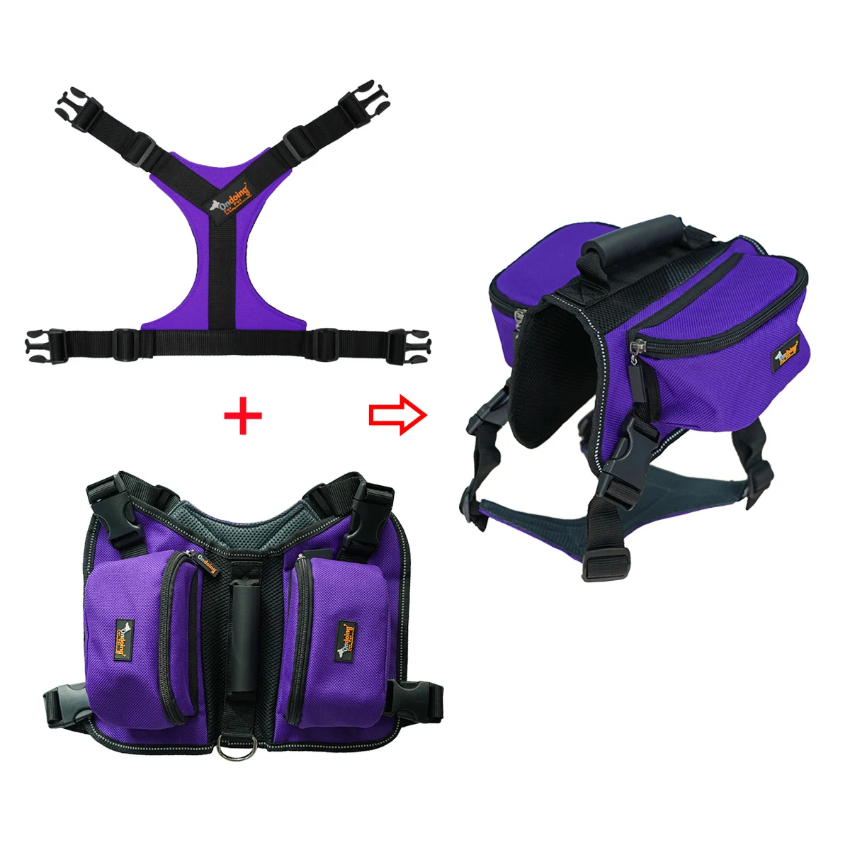 

Dog Leash with Handle Dog Vest with Removable Saddle Bag Suitable for Out Going.Apply To Big Size Dog