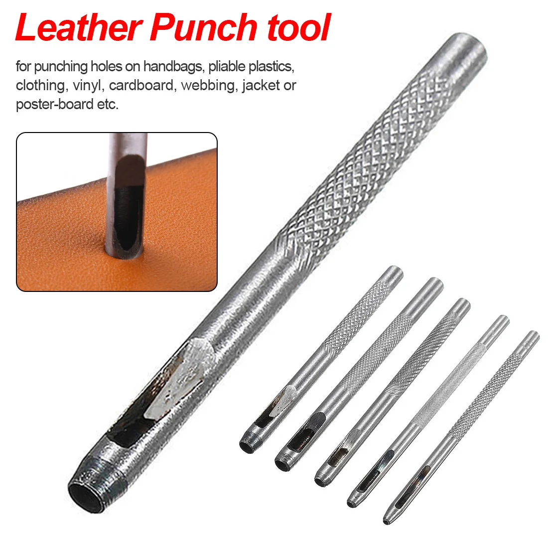 

1pc Hole Maker Wooden Handle Sewing Stitching Punching Sewing Supplies Iron Punch Tools Leather Craft Tool
