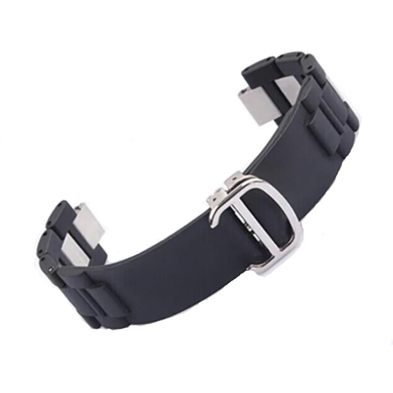 20mm * 10mm(lug) Rubber Strap Watch Band 21 Chronoscaph & Autoscaph Stainless Steel End Links Deployment Watch Buckle Clasp
