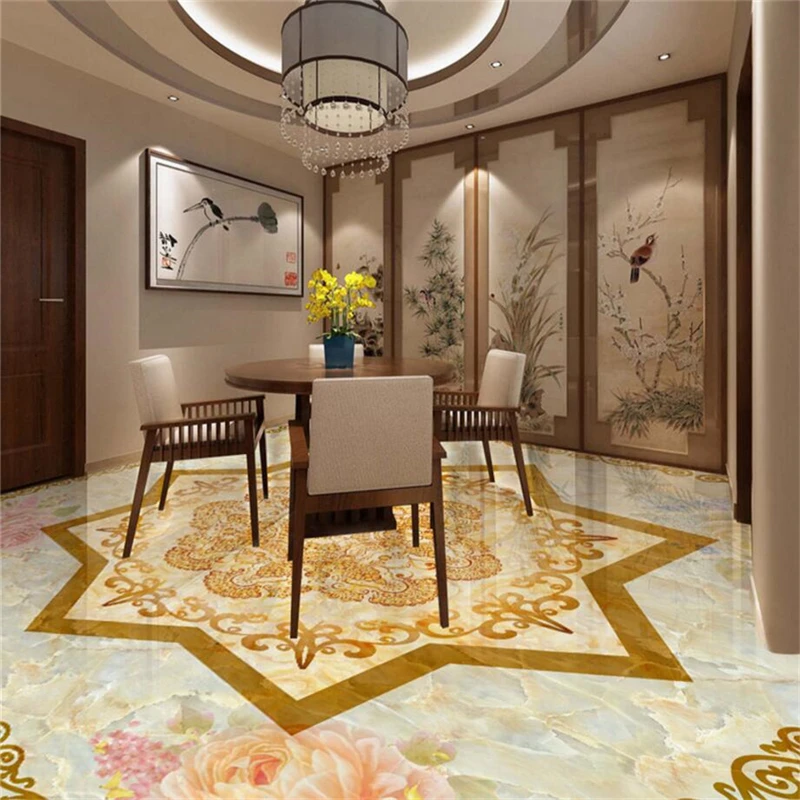 beibehang Custom Photo Wallpaper 3D Floor Painting European Stone Pattern Parquet Tile Marble 3D Floor papel de parede