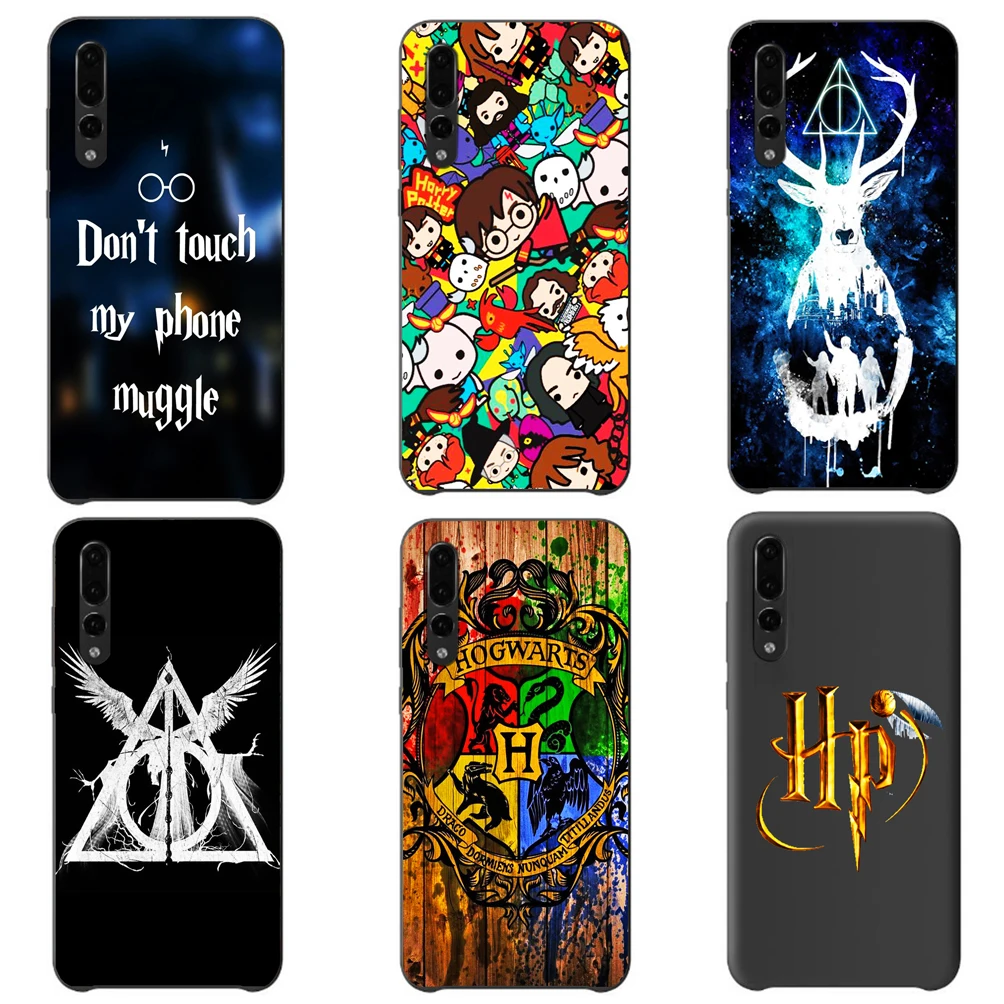 

For huawei p20 lite p10 p8 p9 series aesthetic phone case Harry Potter Character Toss Pattern logo Fashion Black Sotf TPU Coque