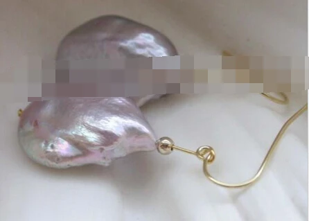 

hj 00416 Genuine Natural Purple Reborn Keshi Pearl Earrings 14k