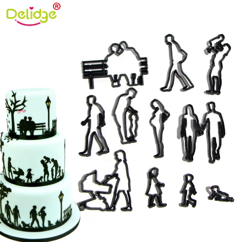 

11Pcs Plastic Family Cookie Cutter Baby Children Birthday Cake Decoration Accessory People Pregnant Woman Man Fondant Mold