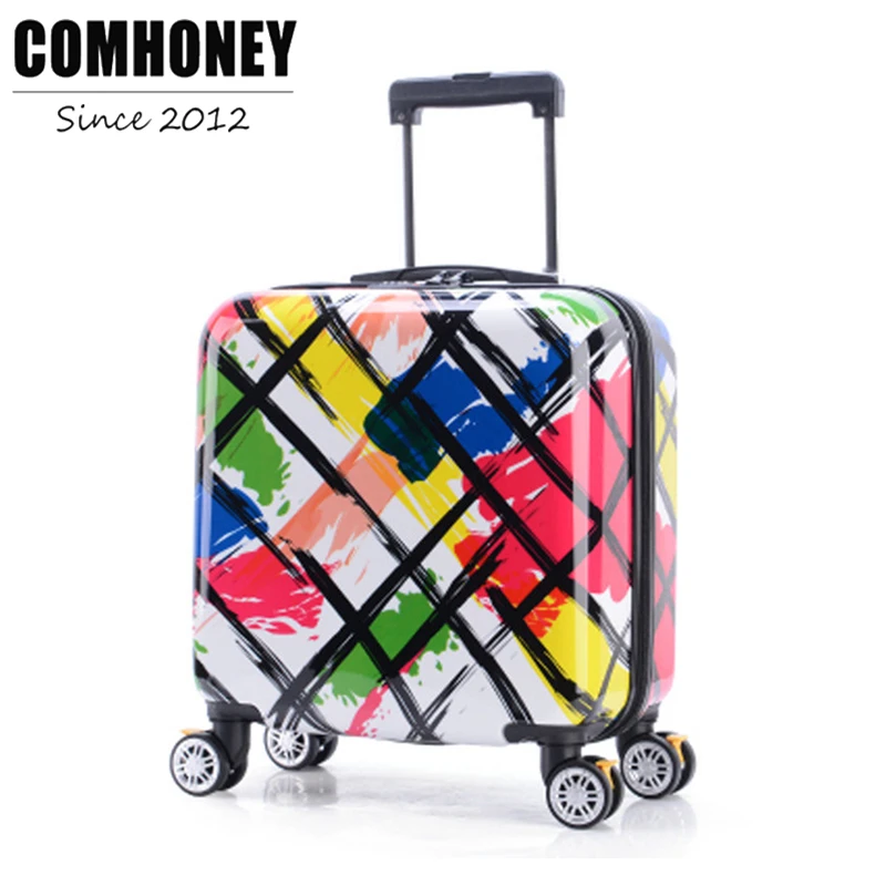 Handbagage Koffer 16 ''Graffiti Zebraprint vrouwen Reizen Bagage Wielen ABS Man Business Koffer meisjes Trolley Case - AliExpress