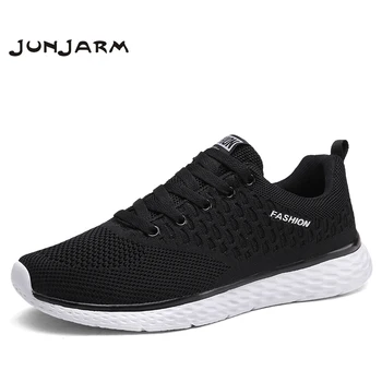 

JUNJARM Spring Mesh Men Casual Shoes Lace-up Men Shoes Lightweight Comfortable Breathable Walking Sneakers Tenis Feminino Zapato