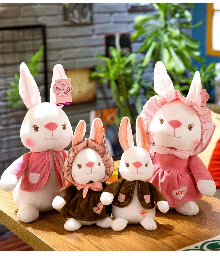 25cm/34cm Beautiful Sweet Couple Rabbit Plush Toy Soft Cartoon Animal Dressed Bunny Stuffed Doll Baby Appease Toy Birthday Gift