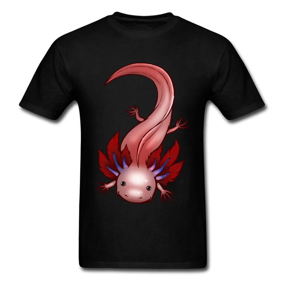 Blue Gilled Leucistic Axolotl Company Student Top T-shirts Round Collar Short Sleeve 100% Cotton Tops T Shirt Europe T Shirts Blue Gilled Leucistic Axolotl black