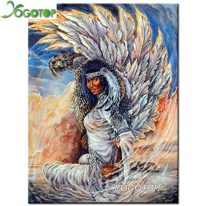 

YOGOTOP Diamond Embroidery Indian feather DIY Diamond Painting Cross Stitch Full Rhinestone Needlework Mosaic Decorative CV571