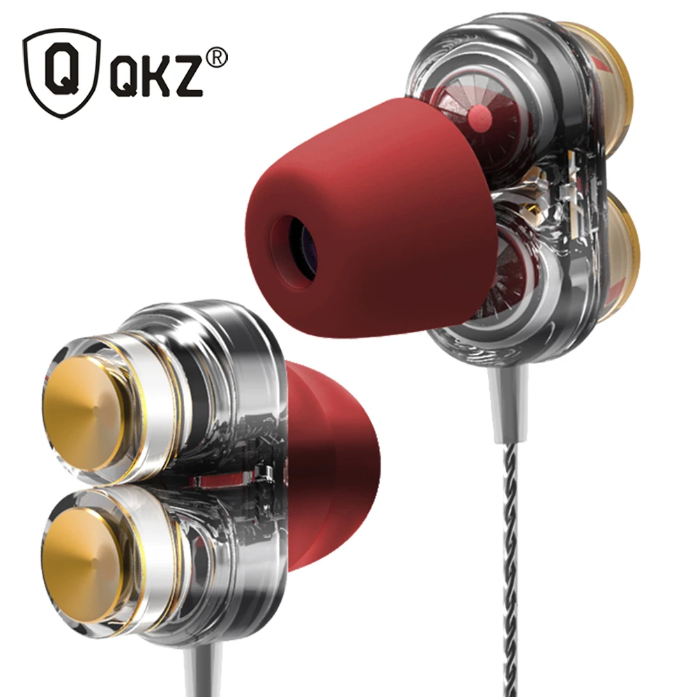 Натуральная QKZ KD7 наушники двойной драйвер с микрофоном gaming headset mp3 DJ поле audifonos fone de ouvido sem fio auriculares