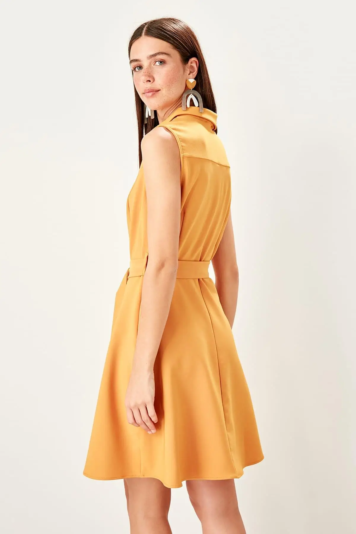 Trendyol абрикосовое платье с поясом TWOSS19BB0502|Платья| |