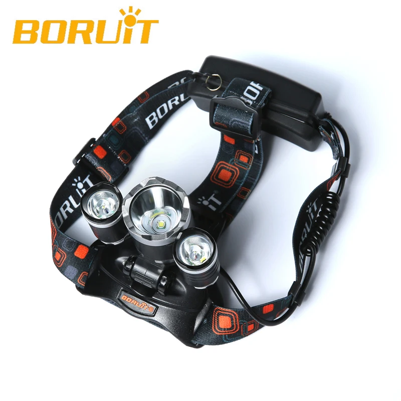 BORUIT 5000LM 3x XML T6 + 2R2 395nm UV Licht LED Stirnlampe kopficht EU Ladegerat для кемпинга рыбалки велоспорта