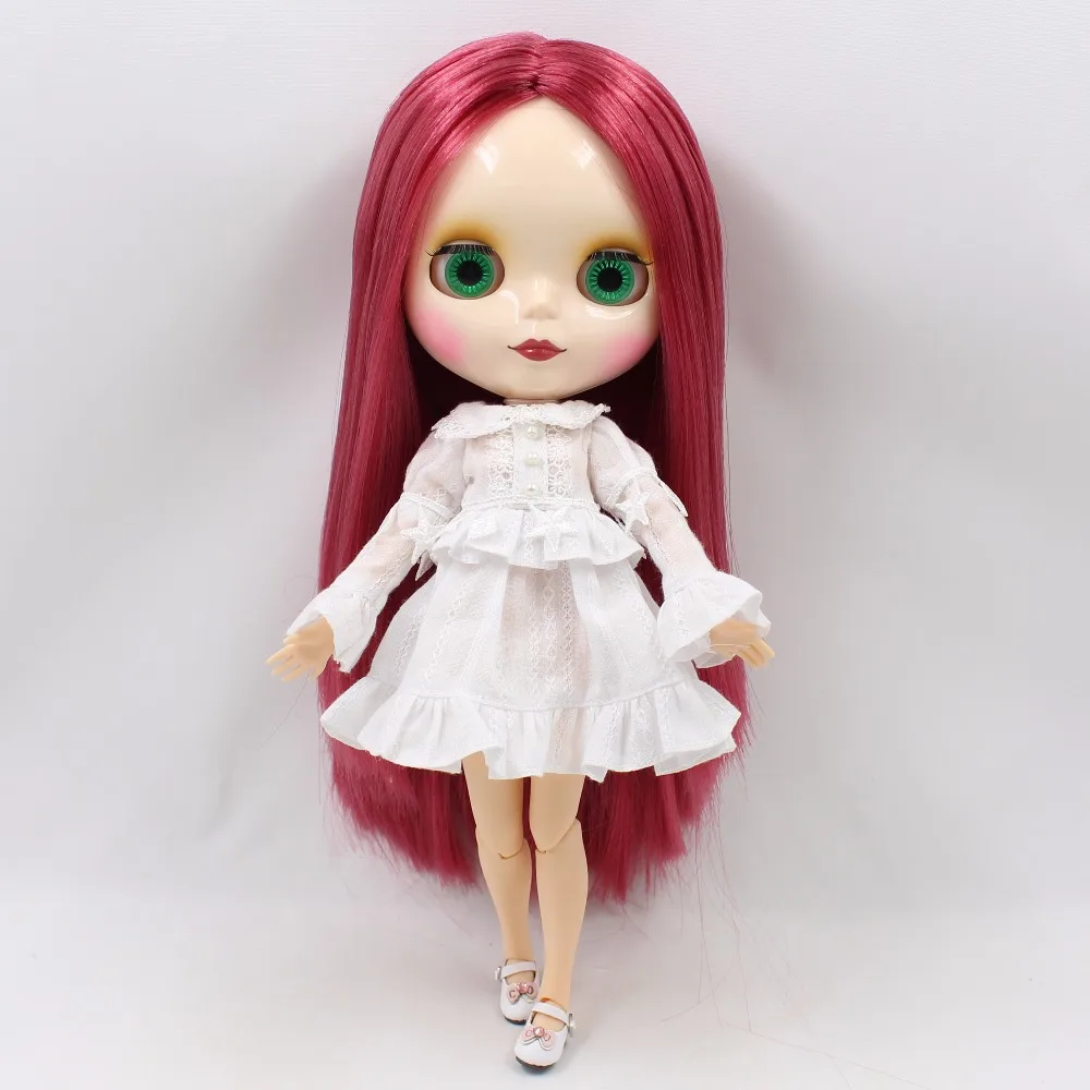 

free shipping factory blyth doll joint body pink red hair without bangs/fringes 1/6 30cm toy BL2364