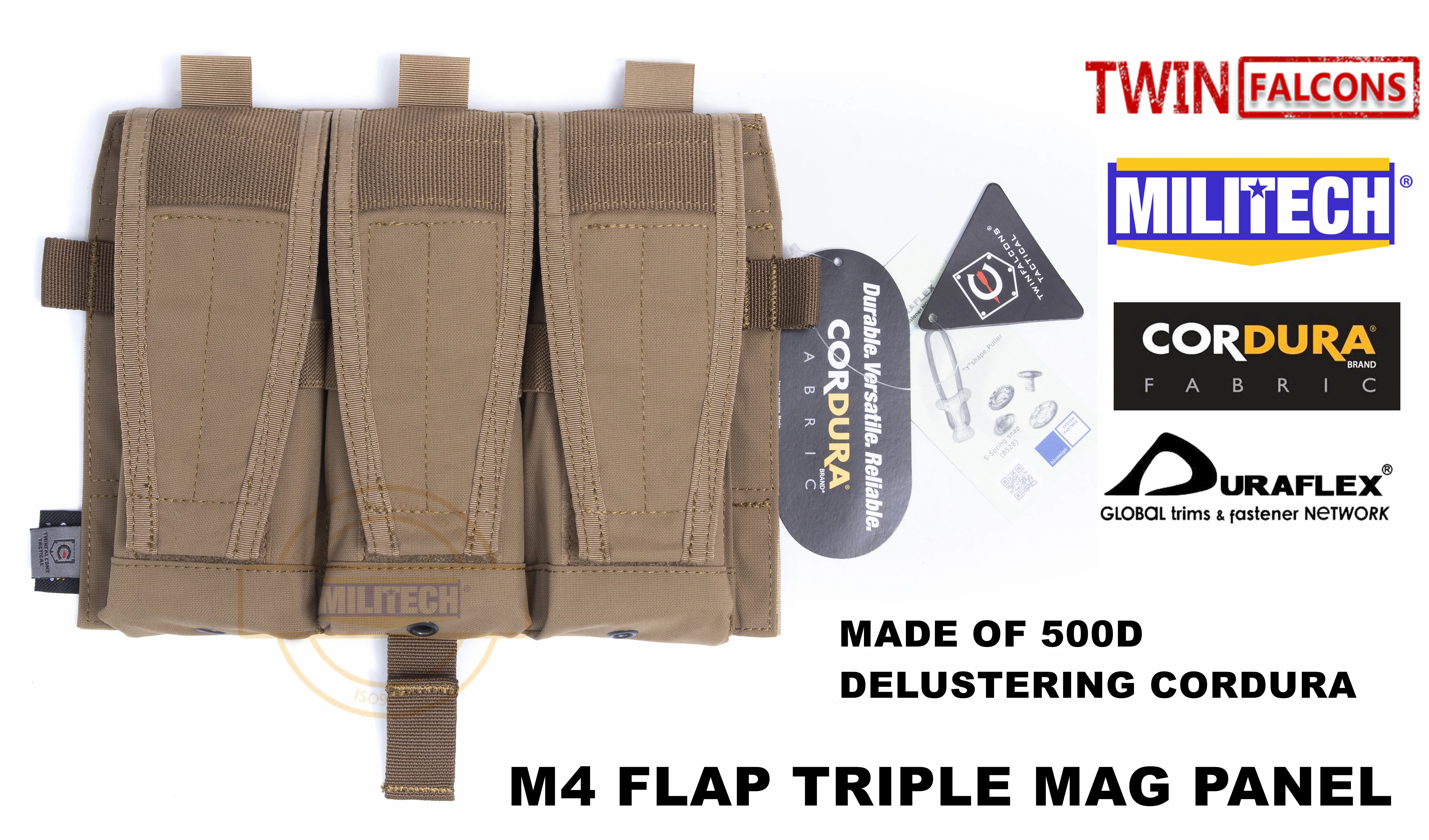MILITECH twinfalcon TW Delustered Cordura Съемный клапан тройной M4 Mag мешочки панель для AVS CPC JPC 2 0 FCSK