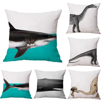 

Whale Elephant Shark Dinosaur Neck Body Pillowcase Linen Bed Travel Pillows Cover Couch Seat Cushion Throw Pillow Home Decor
