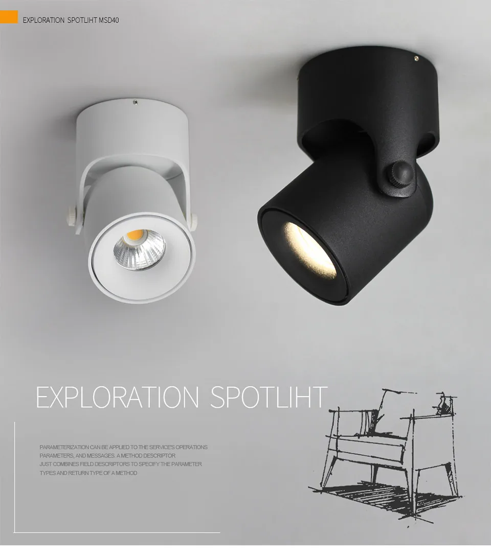 Conduziu a Lâmpada do Teto Luz de Fundo Aisilan Ponto Downlight Superfície Montado Cob Ajustável 180 Graus Foyer Quarto Luz 7 fundo ajustável 180 graus foyer quarto luz