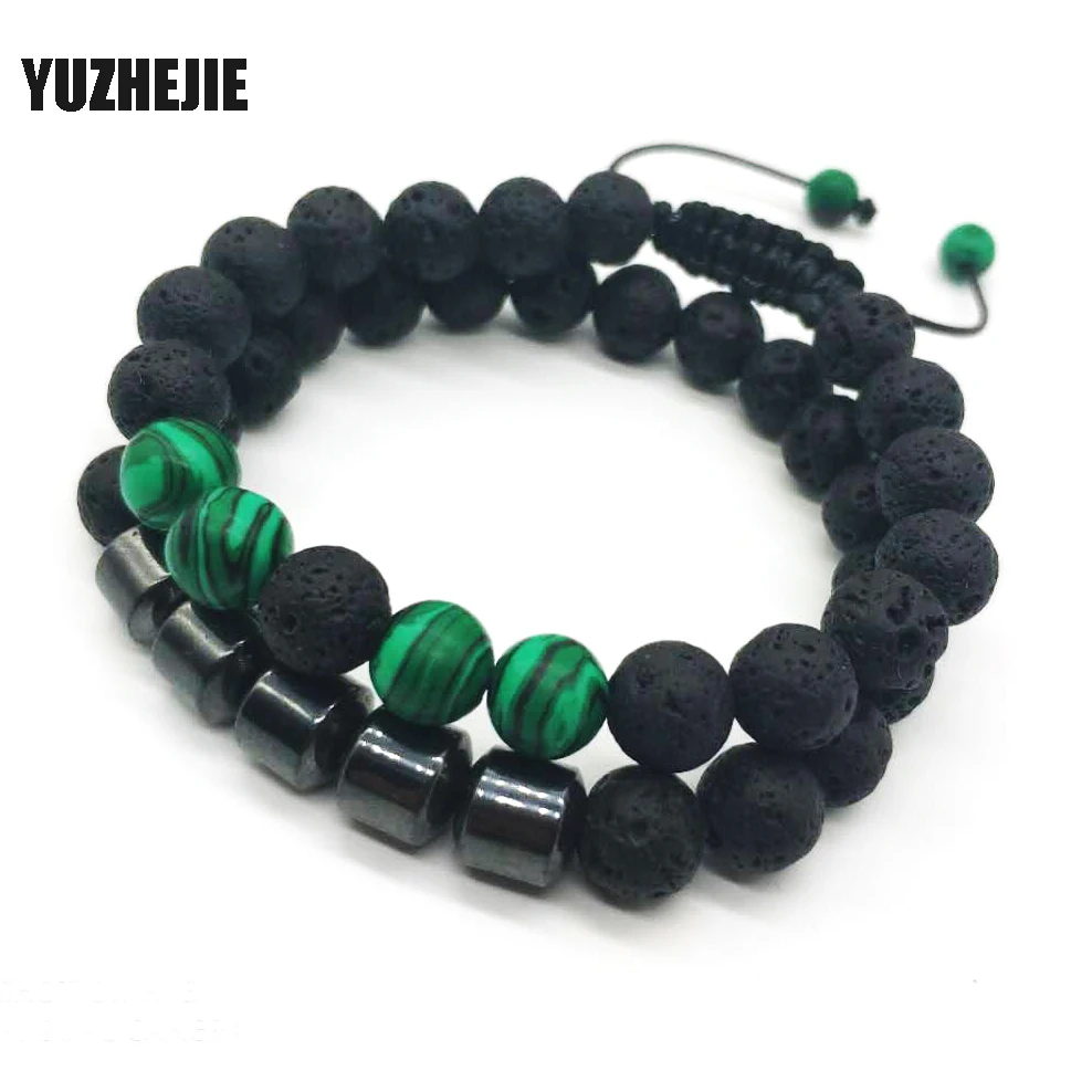 Lava Stone Bead регулируемый браслет для мужчин 8 мм тибетский Будда мала Йога