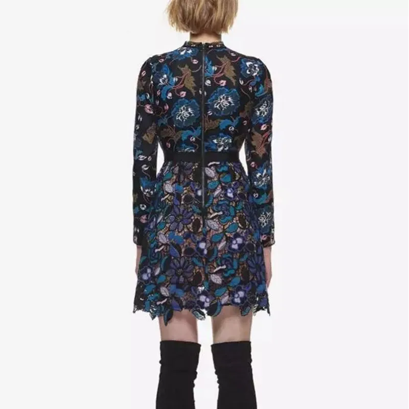 BLLOCUE, высокое качество,, весеннее женское платье с автопортретом, модное подиумное винтажное мини-платье с длинным рукавом, кружевное сексуальное облегающее платье