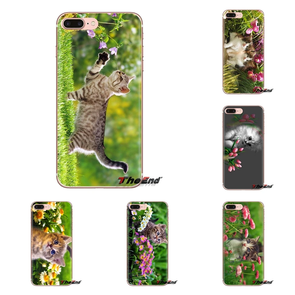 

For LG G3 G4 Mini G5 G6 G7 Q6 Q7 Q8 Q9 V10 V20 V30 X Power 2 3 K10 K4 K8 2017 Cat and Flower Wallpaper Silicone Phone Skin Cover