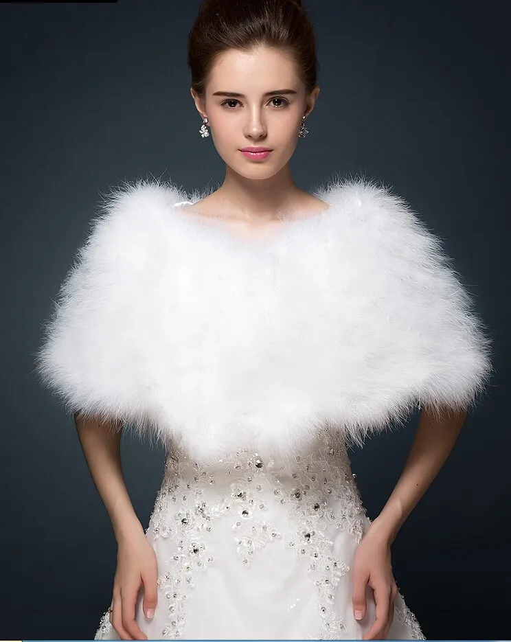 Luxurious White ivory Faux Fur Boleros wedding bride jacket shrug bolero coat bridal party shawls