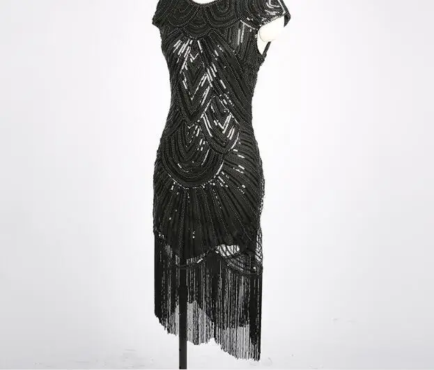Горячая Распродажа дешево женское платье в стиле Гэтсби, украшенное бусинами 1920 s, винтажное платье в стиле АР-деко, Tassle юбка 2XL