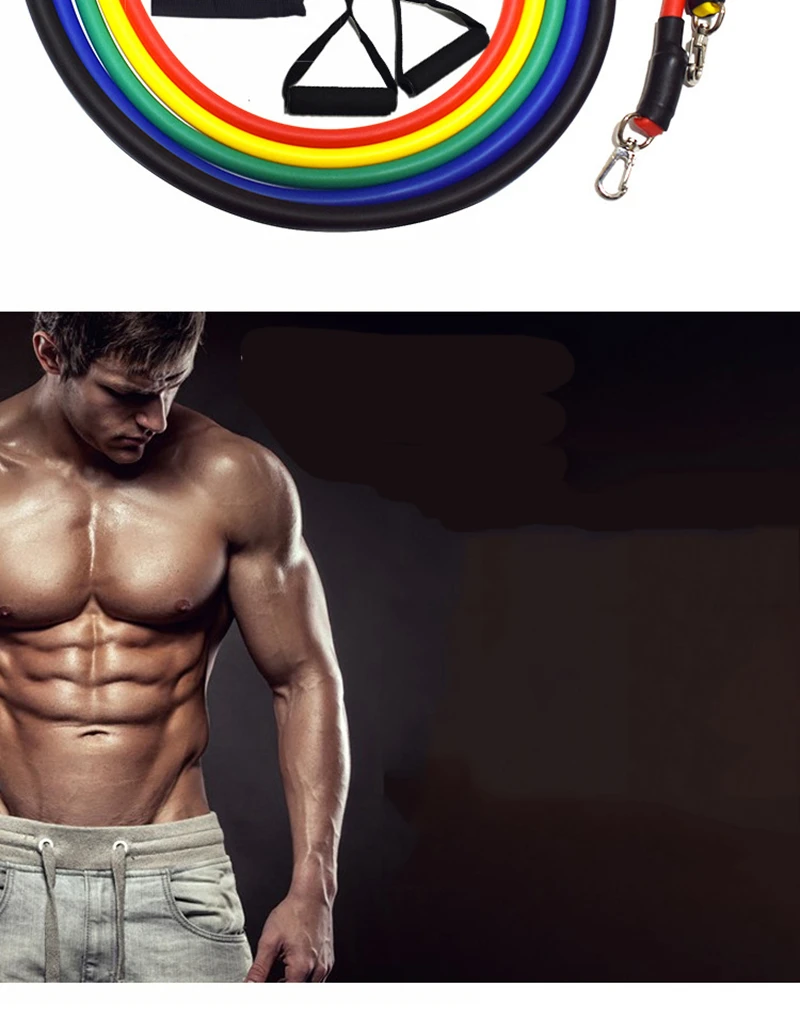11 PcsSet Latex Resistance Bands Crossfit Training Exercise Yoga Tubes Pull Rope,Rubber Expander Elastic Bands Fitness with Bag (22)