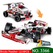 3366 1219 шт. техника 2 в 1 F1 формула гоночный автомобиль Строительные блоки совместимы 42000 Дети DIY обучающие Кирпичи Игрушки