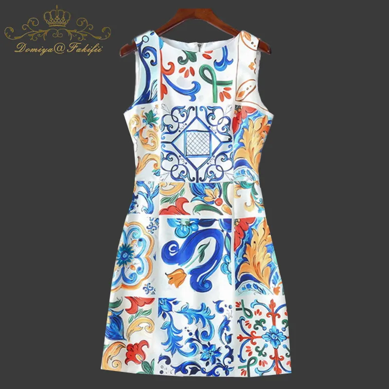 Luxury Dress New 2018 Summer Girl Dress Fashion Designer New Elegant Flower Print Slim Women Vintage Short Dress Family Clothes vintage wintersweet print pin up dress