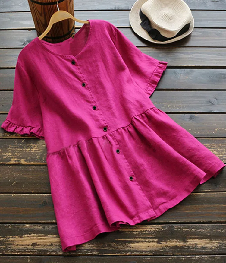 

Zanzea Long None Top Sale Korean Vadim Blusas Women Free Shipping 2019 New Summer Cotton Linen Sleeve Shirt Large Size Female