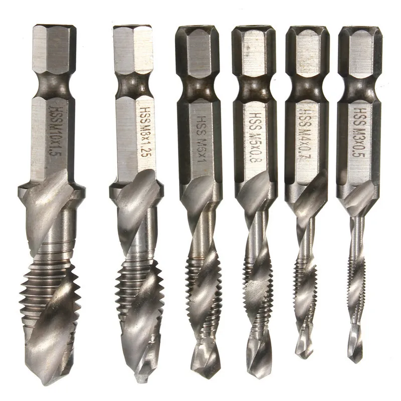 

Hot Sale 6pcs/set High Speed Steel Drill Tap Countersink Set Metric Combination Drill Tap M3-M10 HSS New Arrival