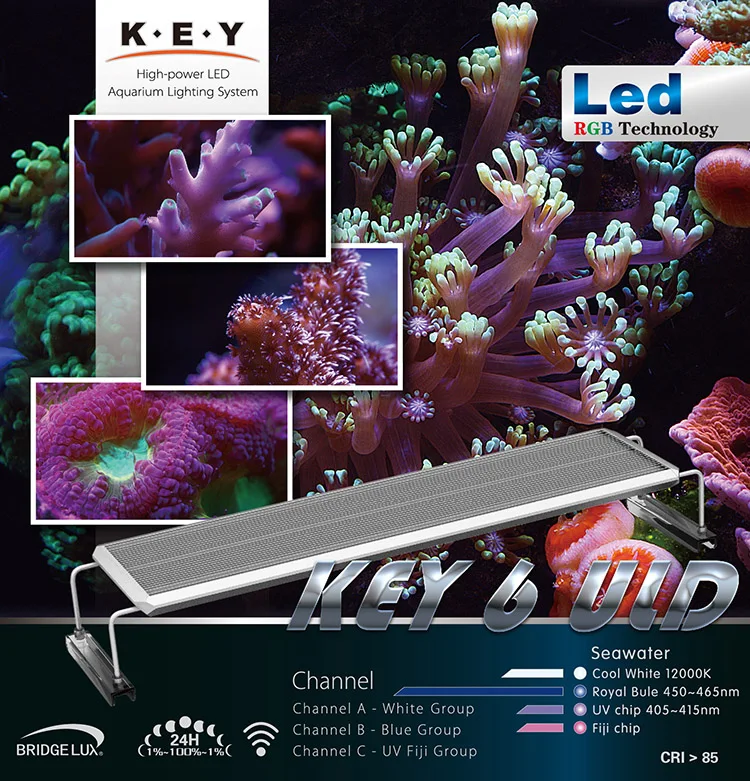 

KEY Sea coral lamp K6-ULD 40 60 80 110 140 high power Full spectrum LED coralline lamp Automatic sunrise and sunset