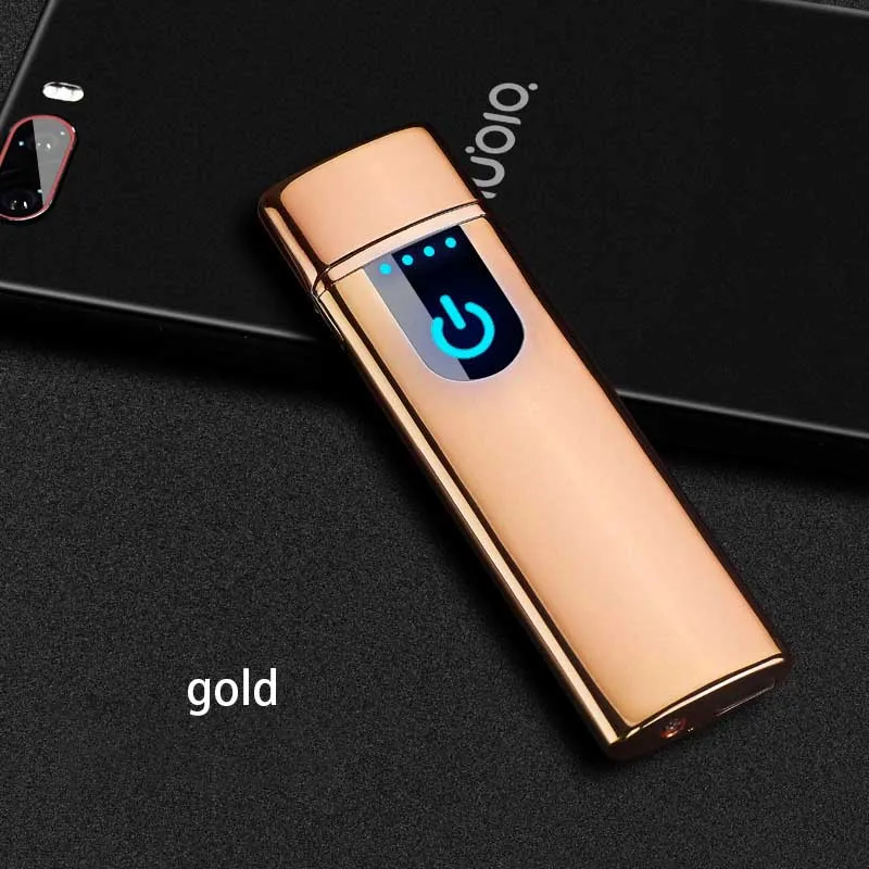 Usb-зажигалка электронная Лазерная зажигалка с логотипом Turbo Tugsten Зажигалка для курения - Цвет: gold