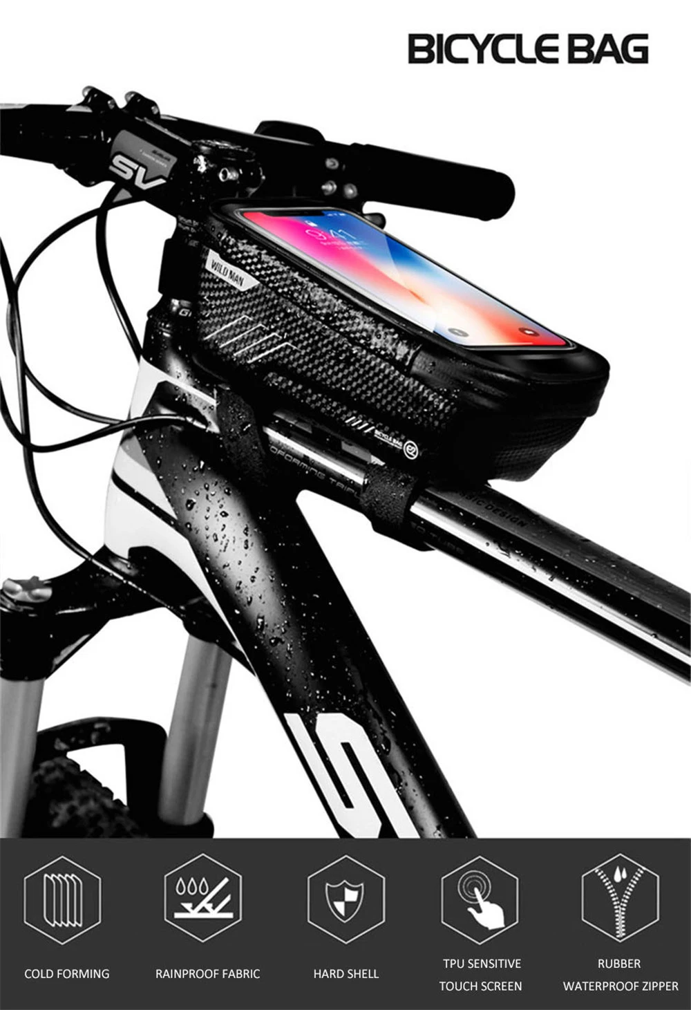 Sale Bicycle Bag Waterproof Front Bike Cycling Bag 6.2 inch Mobile Phone Bicycle Top Tube Handlebar Bags Mountain Cycling Accessories 2 Sale Bicycle Bag Waterproof Front Bike Cycling Bag 6.2 inch Mobile Phone Bicycle Top Tube Handlebar Bags Mountain Cycling Accessories 2