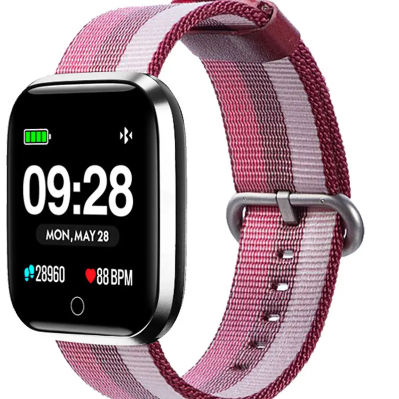 Color Screen Smart Watch Woman Female Smartwatch Men Bluetooth IP67waterproof Watches Heart rate Multilanguage Menu Canvas Strap